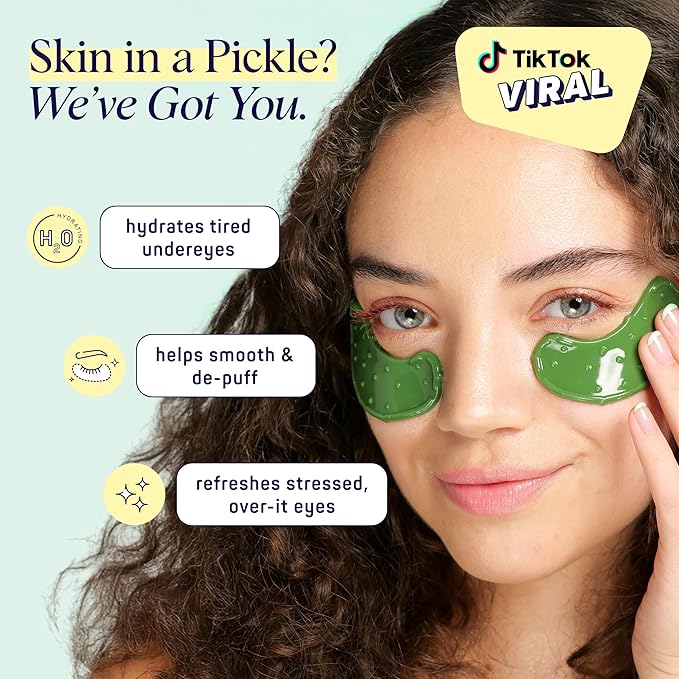 SpaLife In a Pickle Hydrogel Under Eye Patches for Dark Circles | Mothers Day Gifts | Pickle Under Eye Patches for Puffy Eyes | Hydrating Undereye Masks | Pack of 8 Pairs (8 Undereye Treatments)