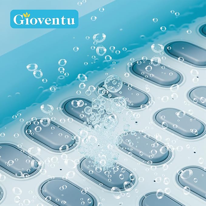 Powerful Bubble Spa Mat – Fits Most Bathtubs (Up to 101″L x 65-101″W x 33-43″H), Portable 6-Speed Bathtub Massager with Wireless Remote & Strong Suction Cups, 400W Motor, Inflatable Pillow