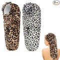 2 Pcs Large Shower Cap for Braids, Extra Long Shower Cap for Women Long Hair & Locs, Waterproof Hair Bonnets for Dreadlocks Drawstring Bath Caps for Women & Men (Leopard, Cow Print)