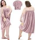 Xtinmee 2 Sets Plus Size Womens Wrap Towel with Hair Towel Bath Wrap Shower Spa Wraps for Women's Bathrobe (Lotus Pink)
