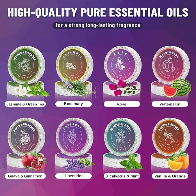Shower Steamers Aromatherapy, Basket Set for Mothers Day Gifts for Mom, Teacher Appreciation Gifts for Women & Men, 8-Pack Shower Bombs Organic Essential Oils Relaxation & Self Care Gifts for Wife