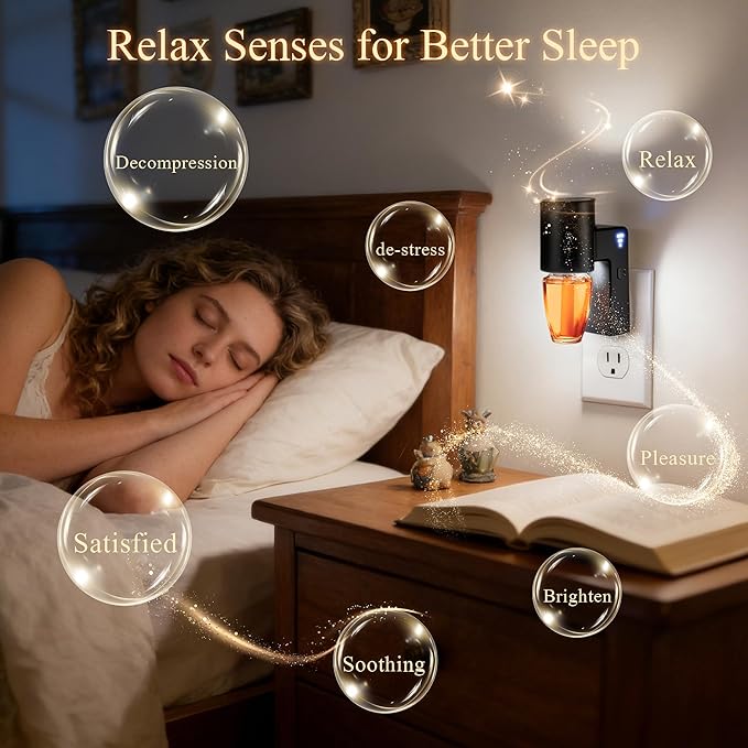 ROSSEX 2 Pcs Wall Fragrance Plug in with Night Light Compatible with Bath and Body Works Wallflowers, with 3-Speed Adjustable Fragrance Essential Oil Diffuser for Home, Black