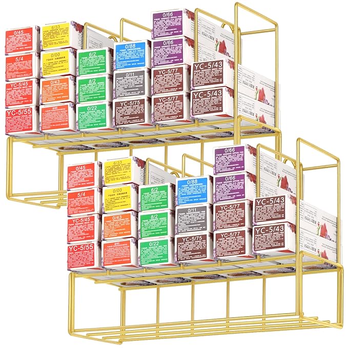 Meudid Hair Color Organizer for Salon - 2 PCS Metal Hair dye Tube Racks Storage Wall Mounted Cabinet Available