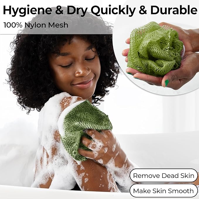 African Net Sponge Authentic - Back Scrub Exfoliating Net Sponge with Knots - 2 Pieces African Bath Sponges for Body Scrubber Exfoliator - Back Washer for Shower Accessories