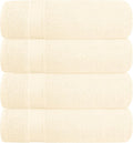 BELZZI Home Ultra Soft 4 Pack Oversized Bath Towel Set 27x54, Cotton Compact Bath Towels, Highly Absorbant Eco-Friendly Quickdry & Lightweight Towel, Ideal for Gym Travel Camp Pool - Ivory