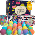 Bath Bombs for Women Gift Set - 24 Natural and Organic Bath Bombs with Essential Oils & Moisturizing Shea Butter, Spa Birthday Gift, Mothers Day Gifts for Mom, Selfcare Gifts, for Her, Girls, Kids