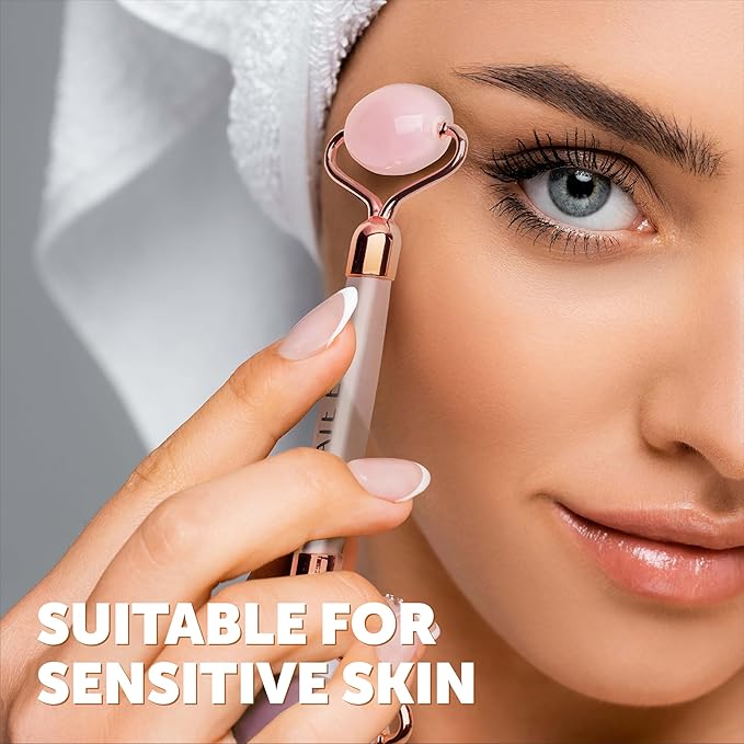 Kate Eve Rose Quartz Face Roller & Gua Sha Set – Luxury Facial Spa Gift for Mom | 100% Natural Brazilian Rose Quartz | De-Puffing Skincare Tool for Women