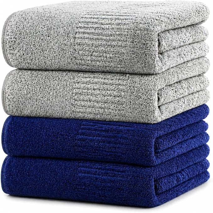 SEISSO 4 Pack Extra Large Bath Towels 63"x35", Bath Sheets for Sensitive Skin 70% Polyester 30% Viscose Fiber from Bamboo, Super Soft, Highly Absorbent & Quick Dry, Oversized Shower Towels
