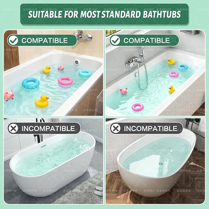 Bathtub splash guard for tub kids& Bath Shelf for Kids – Toddler Bath Tray, Bath Toys Storage & Ledge Organizer – Splash Guard for Bathtub with Suction Cups – Kids Bathroom Accessories(2.6FT, Grey)