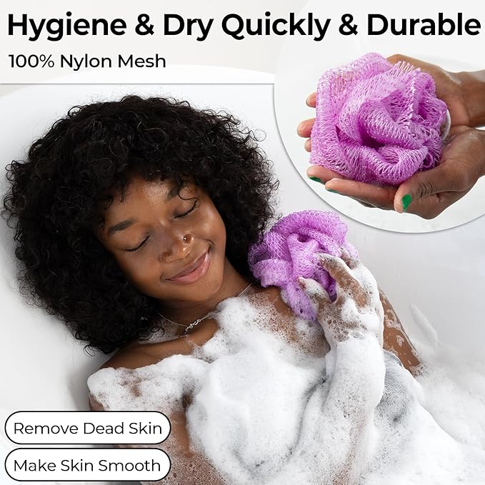 Authentic African Net Sponge with Knots - Afro Scrubber Bath Loofah Exfoliating Net Sponge for Shower - 4 Pack African Bath Sponges Exfoliator for Most Skin Types Back Scrub Washer Accessories