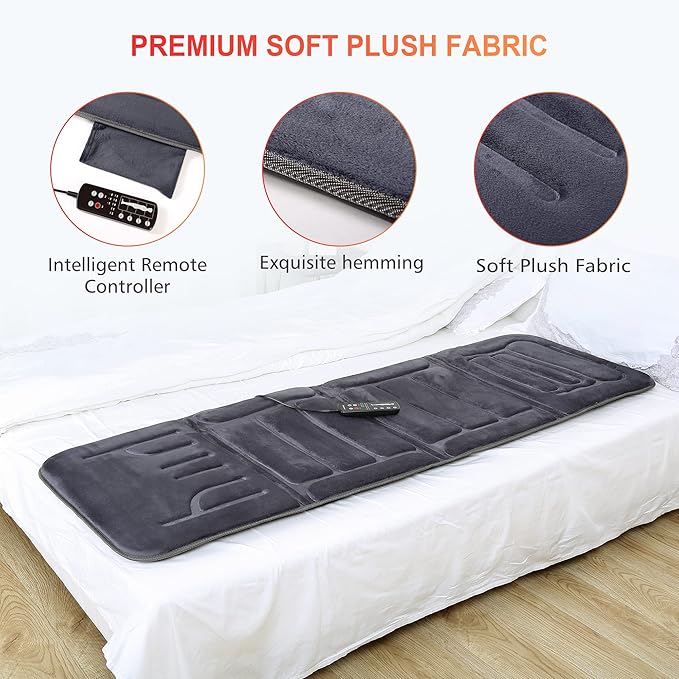 COMFIER Massage Mat Full Body,Massage Pad with 10 Vibration Motors,Back Massager Pad with Heat