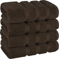 American Soft Linen Luxury Hand Towels for Bathroom, 600 GSM Heawy Weight 16x28 Size 100% Cotton Turkish 4 Piece Hand Face Towel Set, Brown Hand Towels