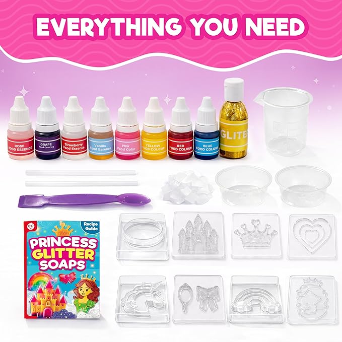 Doctor Jupiter Princess Glitter Soap Making Kit - Girls Crafts DIY Project for 4+ Year Old Kids | Birthday Gift Ideas for Girls Ages 4 5 6 7 8 12, Princess Toys