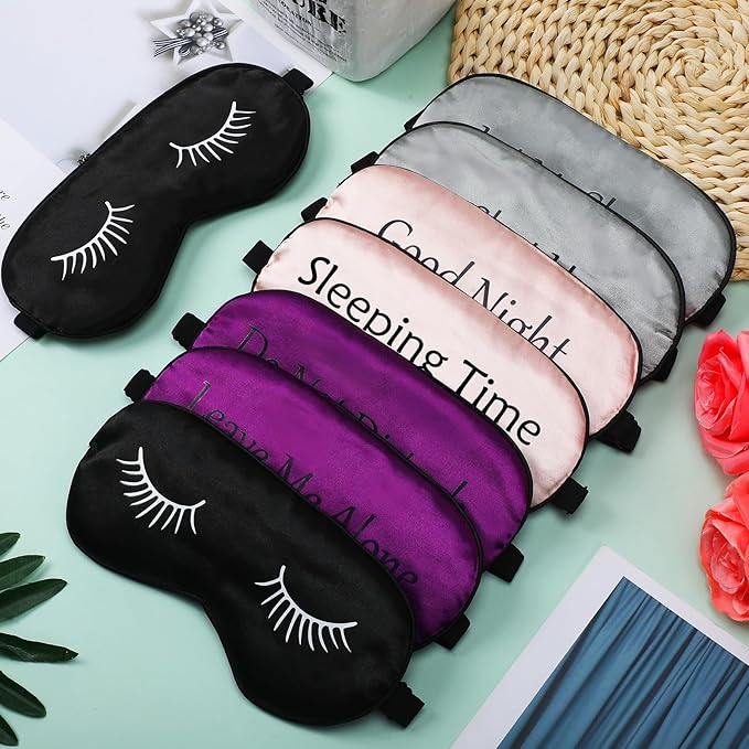 8 Pieces Funny Sleep Mask Silk Eye Mask with Adjustable Strap Soft Cute Blackout Blindfold Eye Cover for Women Men Full Night's Sleep, Travel, Nap, Meditation(Classic Colors)