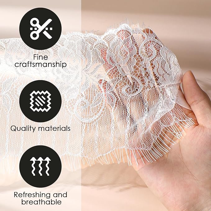 FRESHME Lace Sleep Eye Mask - White Flower Embroidery See-Through Blindfold Adjustable Eyes Covers for Women Bed Night Sleeping Time Gift