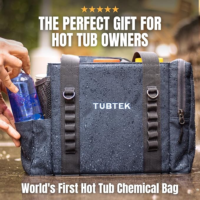 Hot Tub Chemical Bag (Navy) | Hot Tub Storage For All Your Hot Tub Chemicals & Hot Tub Accessories | Pool Chemical Storage | Holds All Major Chemical Brands and Essential Spa Accessories for Hot Tub
