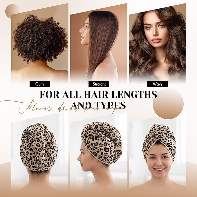 1 Pcs 40 x 24 Inches Large Microfiber Hair Towels Quick Dry Hair Towel Wrap for Women, Suitable for Home, Recreation, Beach, Yoga, Gym, Camping, Etc (Leopard)