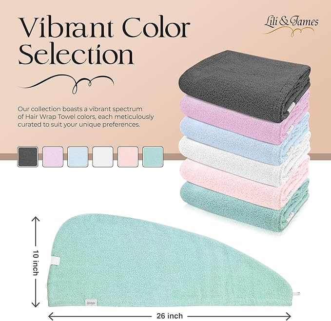 Cotton Hair Towel Wrap for Women/Kids | Quick Dry, Soft & Absorbent 420-GSM Hair Wrap Towels with Double Button | Anti Frizz, Non Microfiber Turbans for Curly, Long & Thick Hair (White+Grey+Aqua)