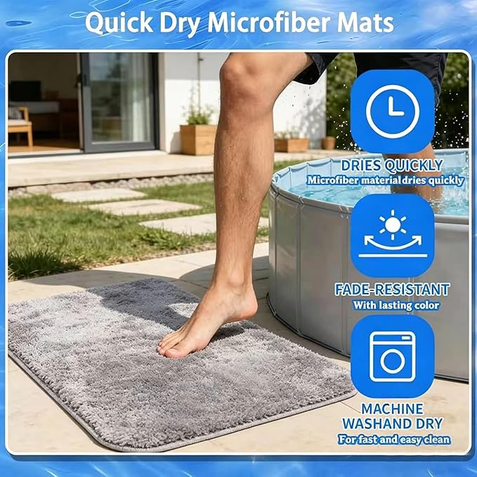 19.6"x19.6"x4.1" Lagre Pool Foot Bath Basin with Mats, Foldable Square Pool Foot Wash Tub for Above Ground Swimming Pools Spa Entry Ladder Pool Accessories Pool Clean Feet Accessory