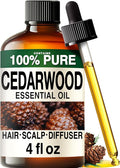 100% Pure Cedarwood Oil - 4 Fl Oz Cedarwood Essential Oil for Hair, Skin, Diffuser, Aromatherapy & DIY Soap Making Scent