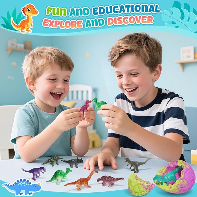 Dinosaur Bath Bombs for Kids with Surprise Inside, Mothers Day Gifts for Kids, 9 Pack Natural Organic Kid Bubble Bath Fizzy for Girls Boys with Bath Toys Inside