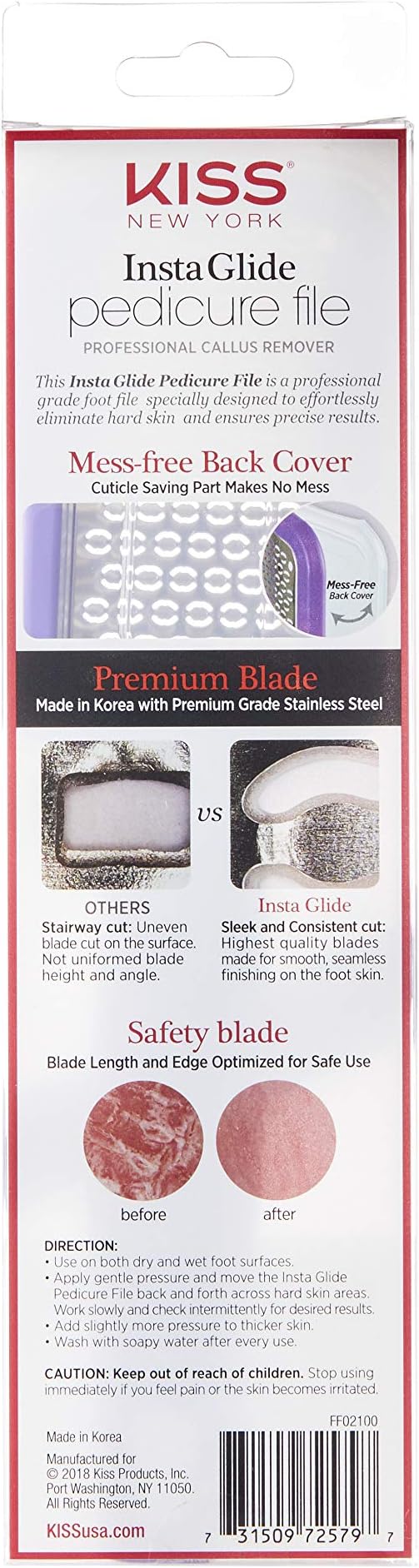 Kiss New York Insta Glide Pedicure File Callus Remover Foot File FF02 (Pack of 2)