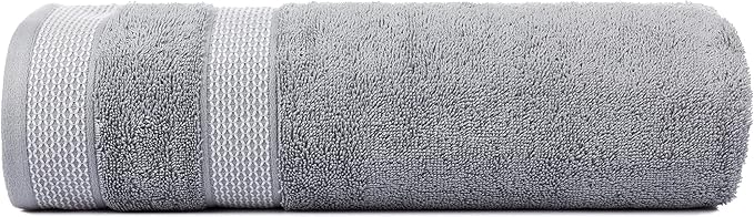 CASA COPENHAGEN Solitaire 6Pcs 100% Egyptian Cotton Large Designer Towels Gift Set- Grey-Aqua Blue, 600GSM, 2Bath 2Hand 2Washcloths, Bath Towels for Bathroom Set for Women & Men