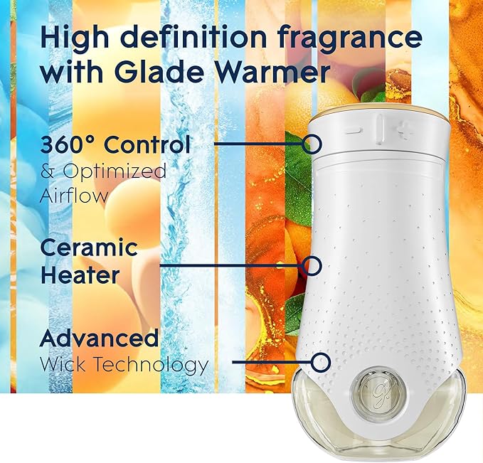 Glade PlugIns Refills Air Freshener, Scented and Essential Oils for Home and Bathroom, Coastal Sunshine Citrus, 1.34 Fl Oz, 2 Count (Pack of 6)