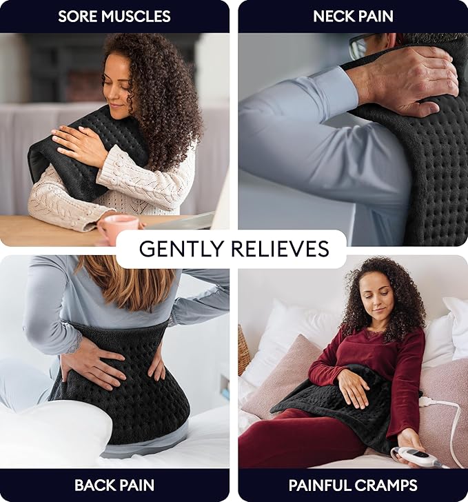 GENIANI Mothers Day Gifts for Mom – Electric Heating Pad for Back, Neck & Shoulders, Soft Microplush Electric Throw Heating Pad for Relaxation & Period Comfort, Fast Heating, Auto Shut Off 12" x 24"