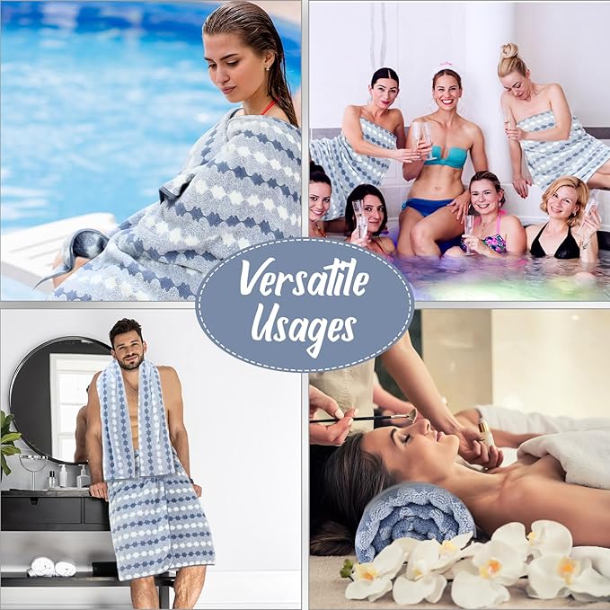 SmoothNovelty 16 Pack Microfiber Bath Towels Bulk 27'' x 60'' Oversized Size Bath Towel Highly Absorbent Extra Large Soft Drying for Beach Shower Summer Salon Sport Gym Party (Cone,Blue)