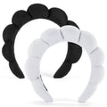 Ztomine Spa Headbands, Set of 2 - Terry Cloth Headband for Washing Face or Facial, Puffy Makeup Headbands for Face Washing, Mask, Skin Treatment - 1 White & 1 Black