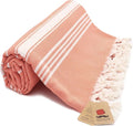 Bazaar Anatolia Turkish Beach Towel – 100% Cotton, Quick Dry, Sand Free Towel for Bathroom, Camping, Travel – Oversized 71x39 Inches – Stripe Orange