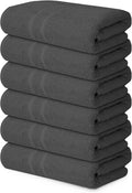 Basic Medium Bath Towels 24x48 Inches – Pack of 6 – Grey Color – Soft and Absorbent Multipurpose Cotton Towels for Bathroom, Spa, Gym, Salon, Hotel, Clinics and Everyday Use