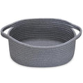 ABenkle Small Woven Storage Basket with Handles - 12"x8"x5", Decorative Rope Bin for Home Organization, Cat & Dog Toys, Shelf Storage, Gift Basket - Deep Grey