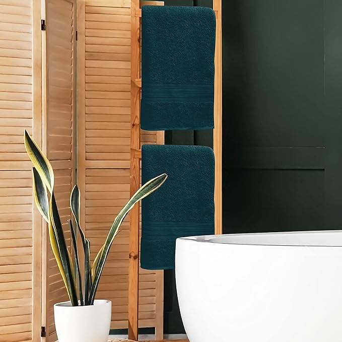 BOUTIQUO 100% Cotton 2 Pack Bath Towel Set 28x55 inches, Eco-Friendly Large Bath Towels, Compact Quickdry Lightweight Soft & Highly Absorbent Bath Towel, Ideal for Everyday Gym Travel Camp Pool - Teal