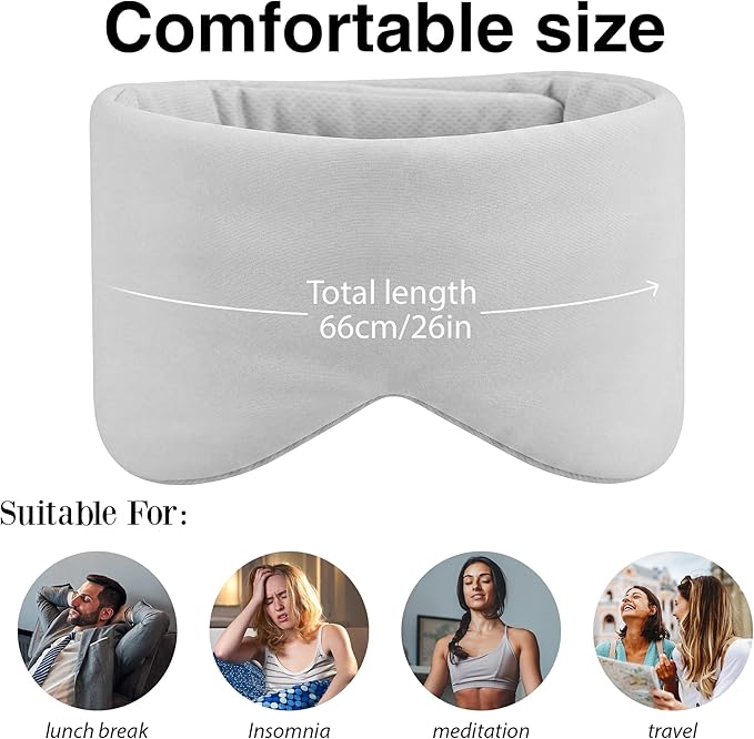 Silk Sleep Mask for Side Sleepers - Mulberry Silk Ultra Soft Light Blocking Eye Covers for Sleeping, Comfortable Eye Cover for Night Sleep Travel Airplane Home Sleepover Gift (Gray)