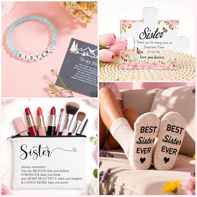 Mothers Day Birthday Gifts for Sister, Sister Mothers Day Birthday Gifts from Sisters, Sisters Gift Ideas - 10PCS Unique Mother Days Basket Ideas, Sister's Mother Days Gift Baskets