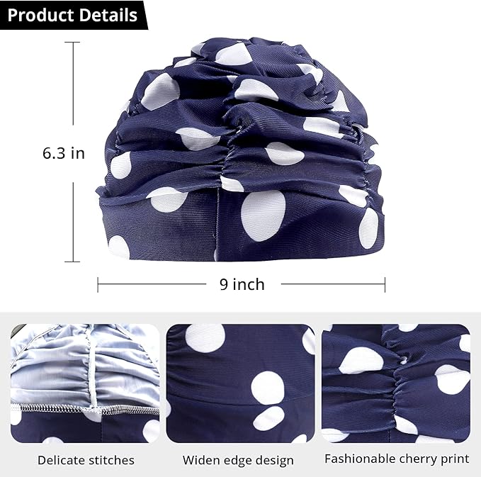 Swim Caps for Women Swimming,1 Pcs Fabric Nylon Cloth Swim Cap, Comfort Pleated Swimming Cap for Long Hair, Not Waterproof Elastic Bathing Caps, Swim Hat Keep Hairstyle Unchanged