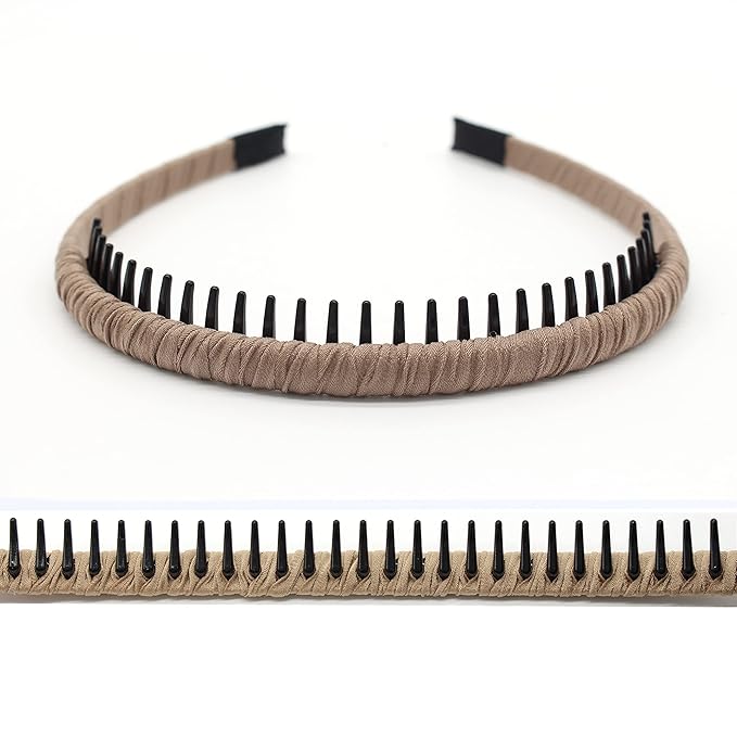 JOBAND 4pcs Hairbands for Women, Non-Slip Zig Zag Headbands, Adjustable Teeth Comb Hair Hoop, Daily Use, Yoga, Spa, Parties, Resin Cotton Blend