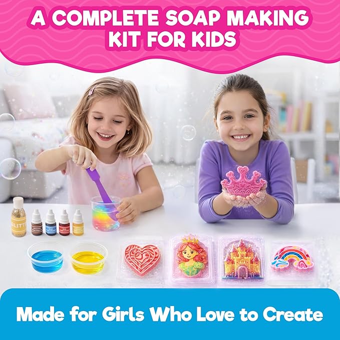 Doctor Jupiter Princess Glitter Soap Making Kit - Girls Crafts DIY Project for 4+ Year Old Kids | Birthday Gift Ideas for Girls Ages 4 5 6 7 8 12, Princess Toys