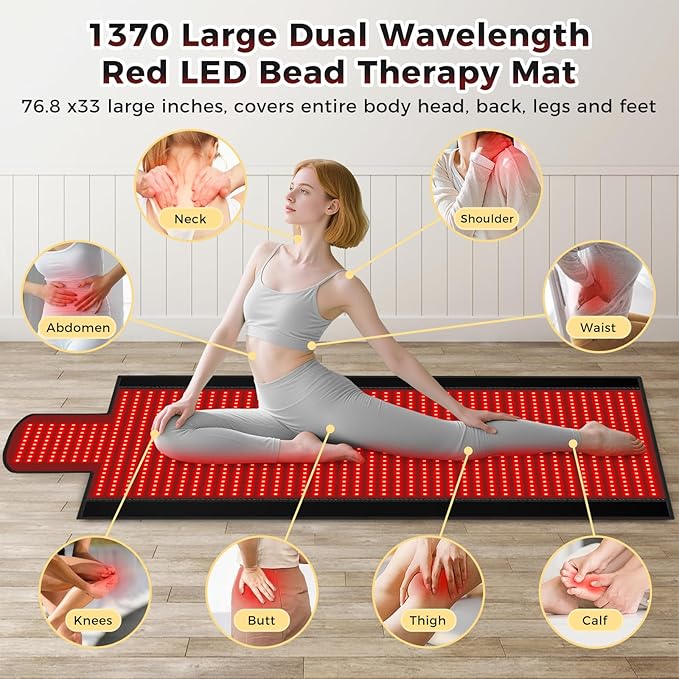 LITDUCK Body Red Light Therapy Mat, Eligible Red Light Therapy Blanket, 2in1 LEDs(660nm& 850nm), Premium Leather, Adjustable Timer & Intensity 36.3"*15.8" (1370leds)