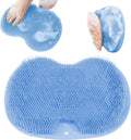 Shower Foot Scrubber, Wall Mounted Bath Massage Pad, Back Scrubber Back with Non Slip Suction Cups to Improve Circulation, Soothe Achy Feet (Blue)