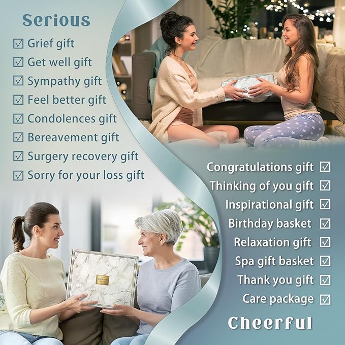 AHAGIFTREE Birthday Gifts for Women Self Care Gifts Get Well Soon Gifts Baskets with Moon lamp for Women After Surgery,11PC Spa,Thinking of You Gift, Care Package for Mom Friend (Turquoise)