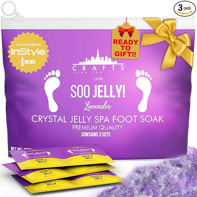Crafts And The City SOO Jelly Pedicure Packs - Pedicure Foot Soak For Feet - Moisturizing Jelly Spa Pedi Soak - Foot Spa Bath Soak For Soaking - Pedicure Foot Gel (Lavender)