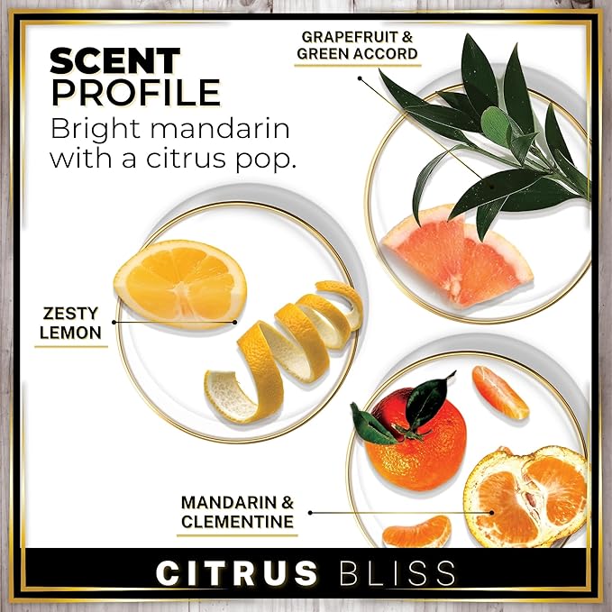 Urban Naturals Car Air Freshener Diffuser 3 Pack - Citrus Bliss Scent, 45+ Days Long Lasting Fragrance, Made in USA, Glass & Wood, Hanging Design + Vent Cip, Easy to Use