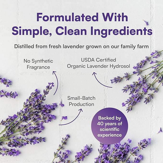 100% Natural Lavender Mist Spray, Organic Face Body Hair Hydrating Mister, Calming for Better Sleep, Vegan non-GMO, 2 ounce (3 Pack)