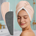 VOOVA & MOVAS Gray & Pink Microfiber Hair Towel Wrap for Women 2-Pack, Super Absorbent Quick Dry Hair Towels for Wet Hair After Shower, Soft Lightweight Hair Wraps