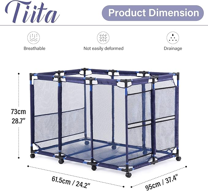 Tiita Pool Storage Bin, Rolling Pool Toy Storage Organizer, Parts & Accessories，Pool & Spa Replacement Parts（Blue）