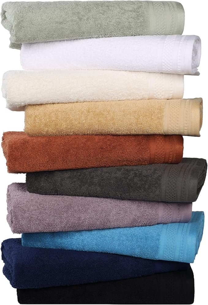 Superior Honeycomb 100% Cotton 500 GSM 12 Piece Bath Towel Set, 6 Washcloths, 4 Hand, 2 Bath Towels, Ideal for Bathroom, Kitchen or Beach, Quick Dry, Jacquard and Solid, Mid-Weight, Azure