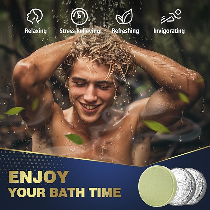 Qivatex Shower Steamers Aromatherapy, Gifts for Men Teen Boys Him, Dad Gifts for Fathers Day, SPA Self Care Relaxation Stress Relief Natural Essential Oils Bath Bombs